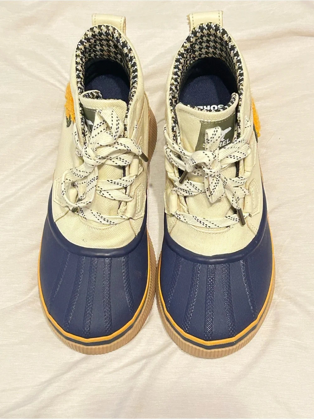 Sorel Women's Duck Boots in Navy, Cream & Tan - Picture 2 of 5